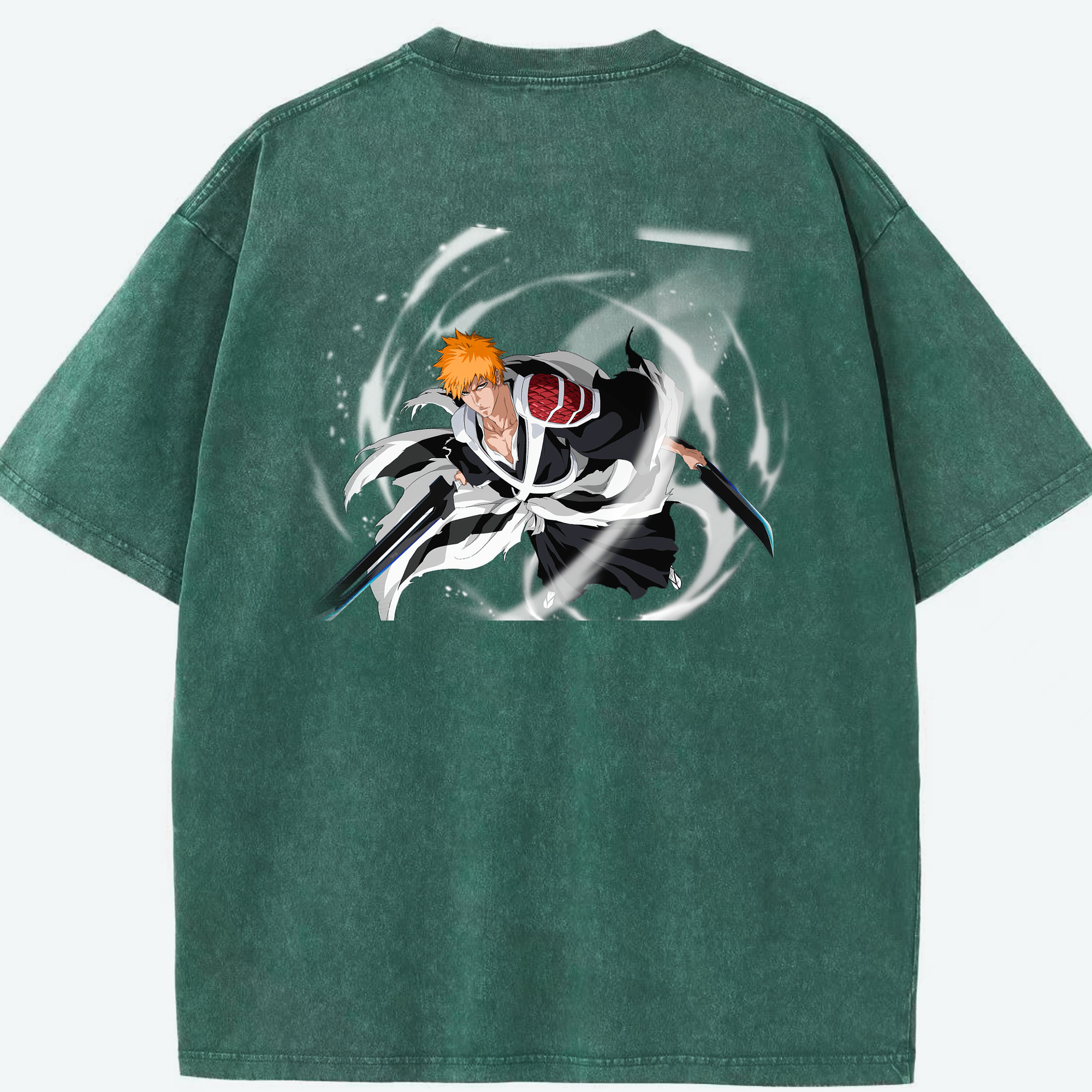 （画像用） ブリーチ 黒崎一護（くろさき いちご）BLEACH Kurosaki Ichigo 綿100% ヴィンテージ風 半袖Tシャツ（背面プリント）